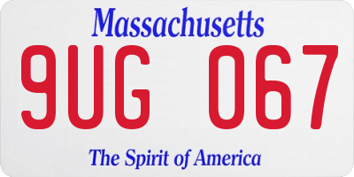 MA license plate 9UG067