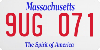 MA license plate 9UG071