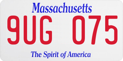 MA license plate 9UG075