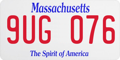 MA license plate 9UG076
