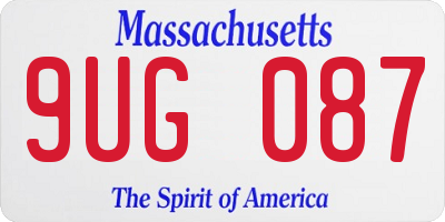 MA license plate 9UG087