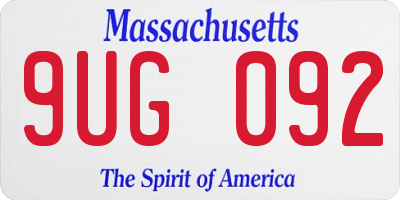 MA license plate 9UG092