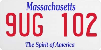 MA license plate 9UG102