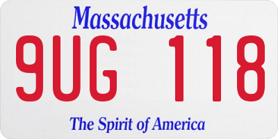 MA license plate 9UG118