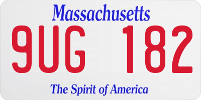 MA license plate 9UG182