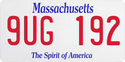 MA license plate 9UG192