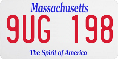 MA license plate 9UG198