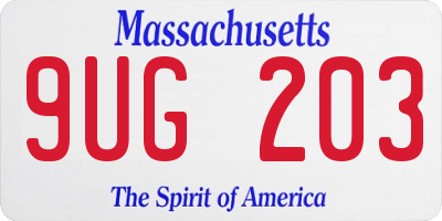 MA license plate 9UG203
