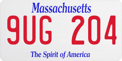 MA license plate 9UG204