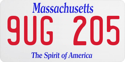 MA license plate 9UG205
