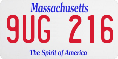 MA license plate 9UG216