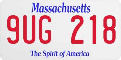 MA license plate 9UG218