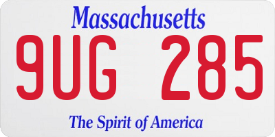 MA license plate 9UG285