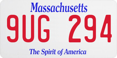 MA license plate 9UG294