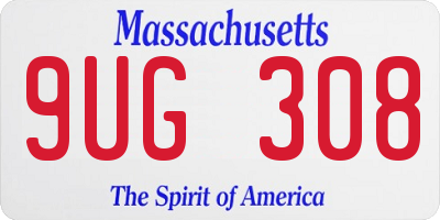 MA license plate 9UG308