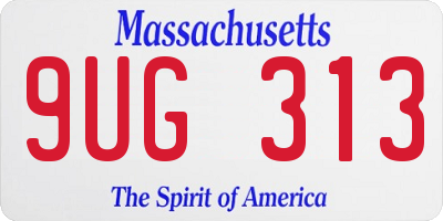 MA license plate 9UG313