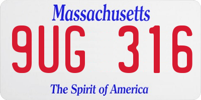 MA license plate 9UG316