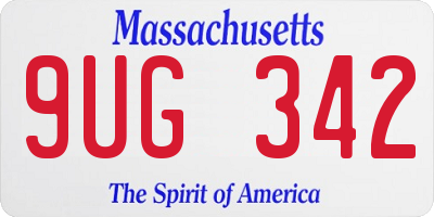 MA license plate 9UG342