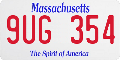 MA license plate 9UG354