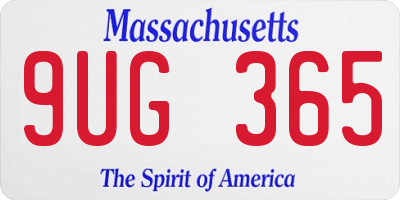 MA license plate 9UG365