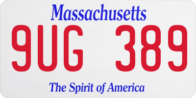 MA license plate 9UG389