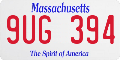 MA license plate 9UG394