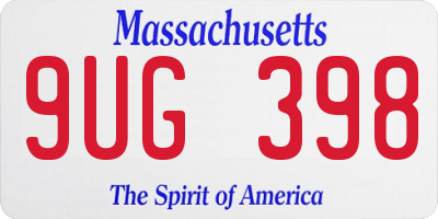 MA license plate 9UG398