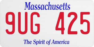 MA license plate 9UG425