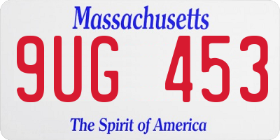 MA license plate 9UG453