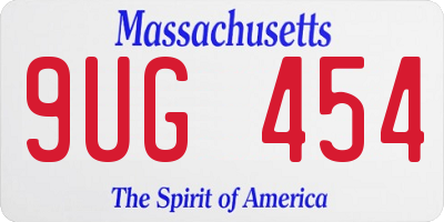 MA license plate 9UG454
