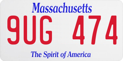 MA license plate 9UG474
