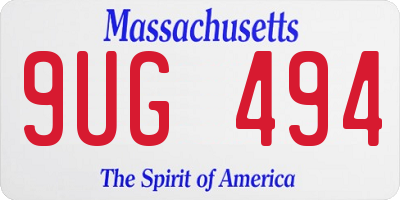MA license plate 9UG494