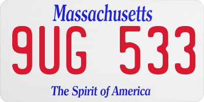 MA license plate 9UG533