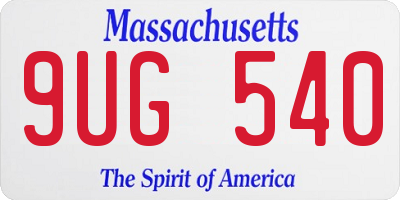 MA license plate 9UG540