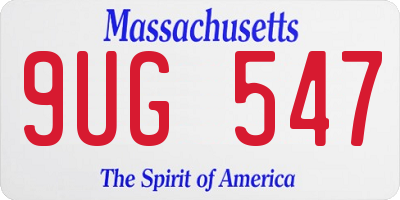 MA license plate 9UG547