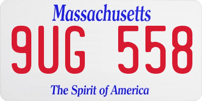 MA license plate 9UG558
