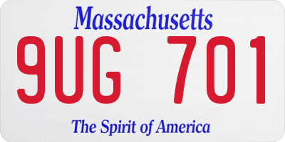 MA license plate 9UG701