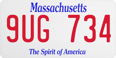 MA license plate 9UG734