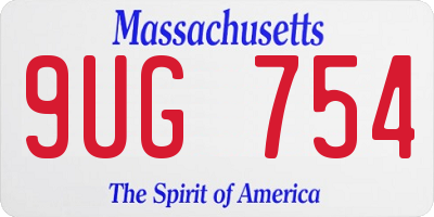 MA license plate 9UG754