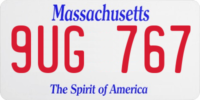 MA license plate 9UG767