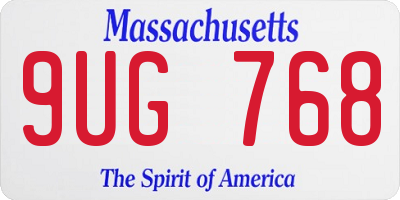 MA license plate 9UG768