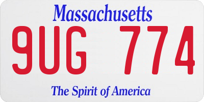 MA license plate 9UG774