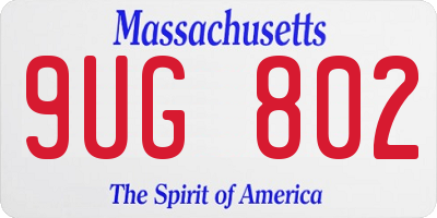 MA license plate 9UG802