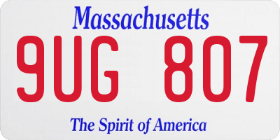 MA license plate 9UG807
