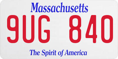MA license plate 9UG840