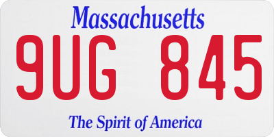 MA license plate 9UG845