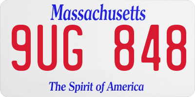 MA license plate 9UG848