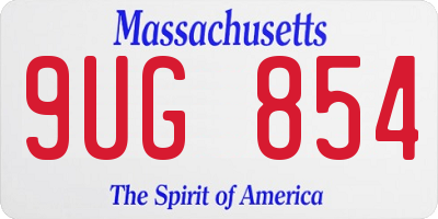 MA license plate 9UG854