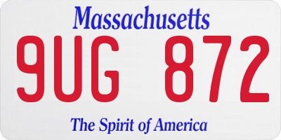 MA license plate 9UG872