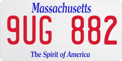MA license plate 9UG882